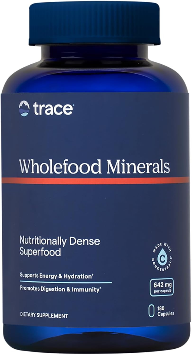 Trace Minerals Wholefood Minerals - Body & Brain Health Support Supplement - Food Health Supplement With Wildflower Bee Pollen & Atlantic Kelp - Aids Nerve Function & Digestive Health - 180 Capsules