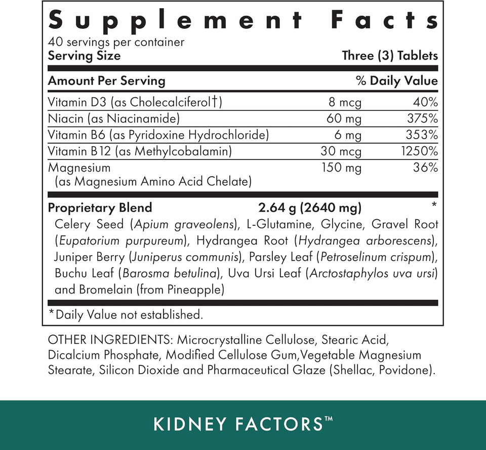 Michael'S Health Naturopathic Programs Kidney Factors - 120 Vegetarian Tablets - Nutrients For Kidney Function - Gluten Free, Kosher - 40 Servings