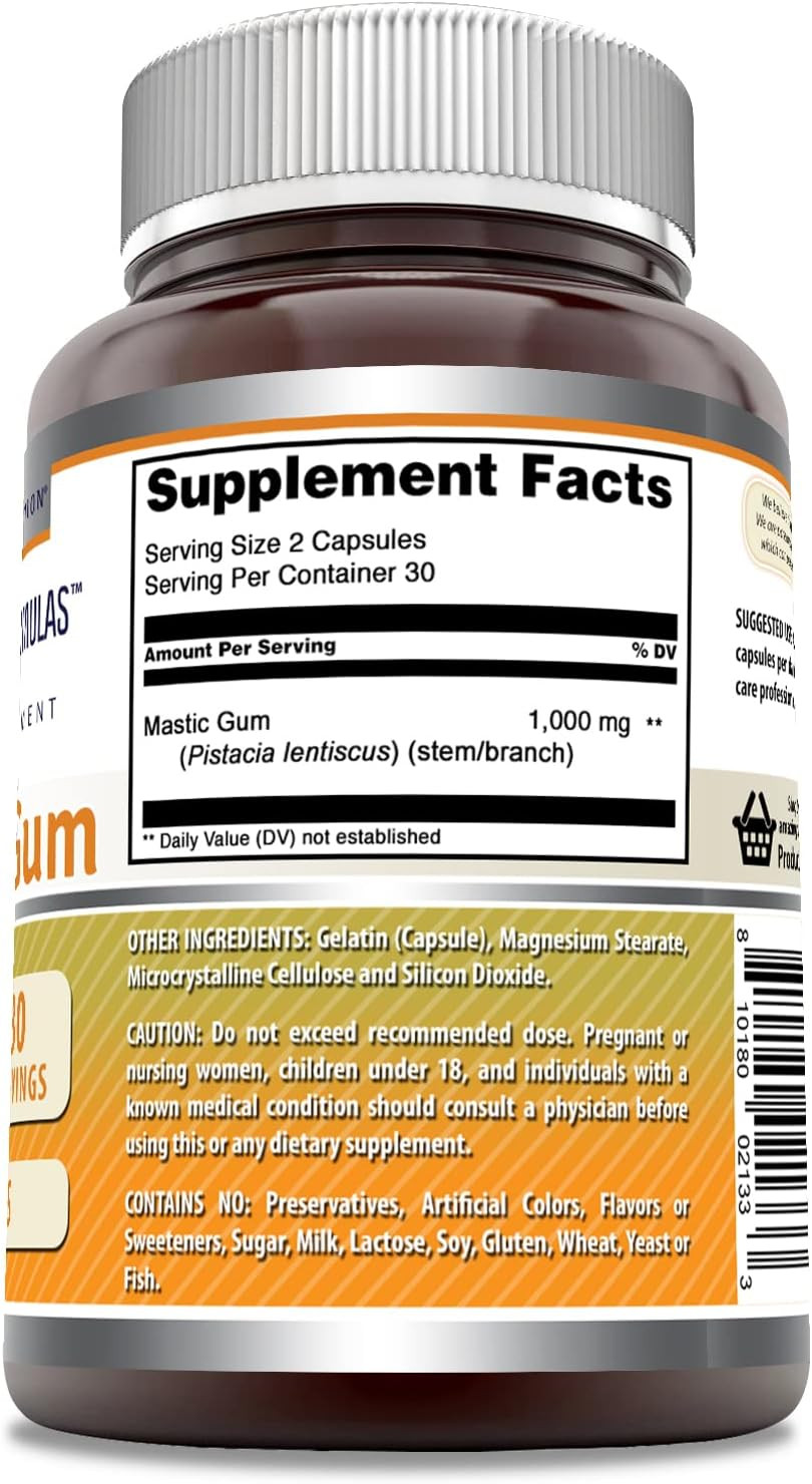 Amazing Formulas Mastic Gum 1000 Mg Per Serving 120 Capsules -(Non Gmo,Gluten Free)- Supports Gastrointestinal Health, Digestive Function, Immune Function And Oral Health