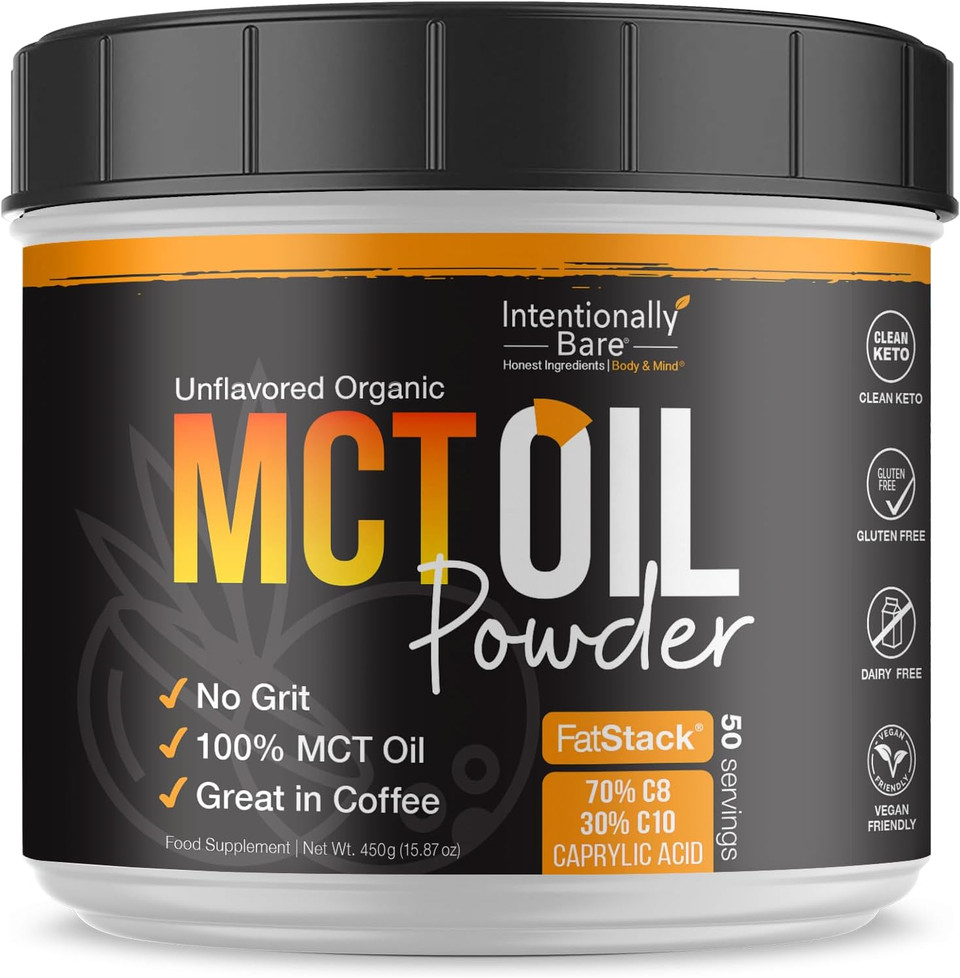 Intentionally Bare Mct Oil Powder French Vanilla Mct Coffee Creamer - C8 Mct Oil Powder For Energy & Metabolism - No Grit Keto Energy Blend Excellent In Baking, Shakes & Creamer For Coffee - 40 Ser