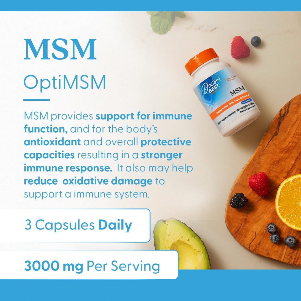 Doctors Best Msm, Supports Hair, Skin, Nails, & Joints, Non-Gmo, Gluten Free, Vegan 180 Veggie Caps Doctors Best Msm, Supports Hair, Skin, Nails, & Joints, Non-Gmo, Gluten Free, Vegan 180 Veggie Caps