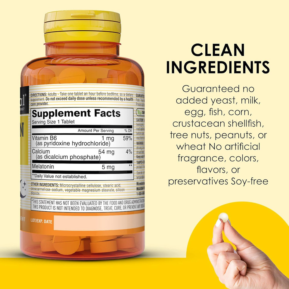 Mason Natural Healthy Kids Melatonin, For Children, Supports A Healthy Sleep, Fast Acting, Fruit Flavored, 60 Quick Dissolve Tablets