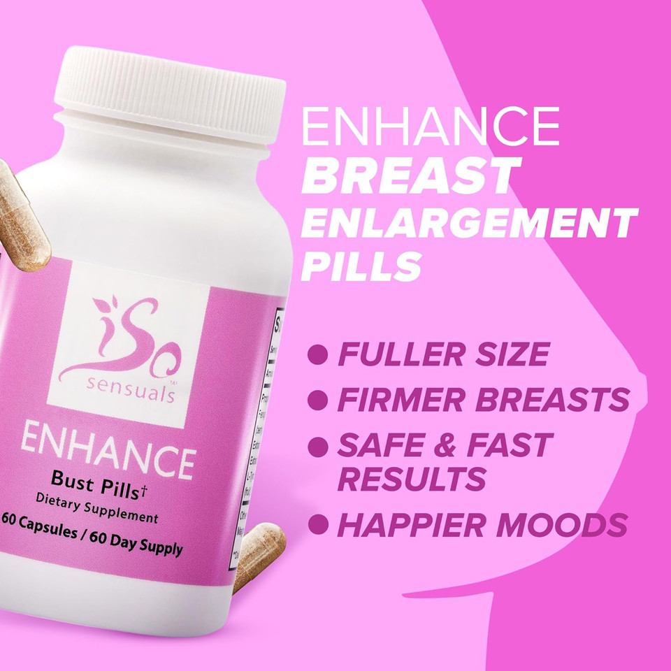 Enhance Breast Enlargement Pills - Breast Enhancement Pills For Women, Breast Enhancer, All-Natural Ingredients, 60 Capsules