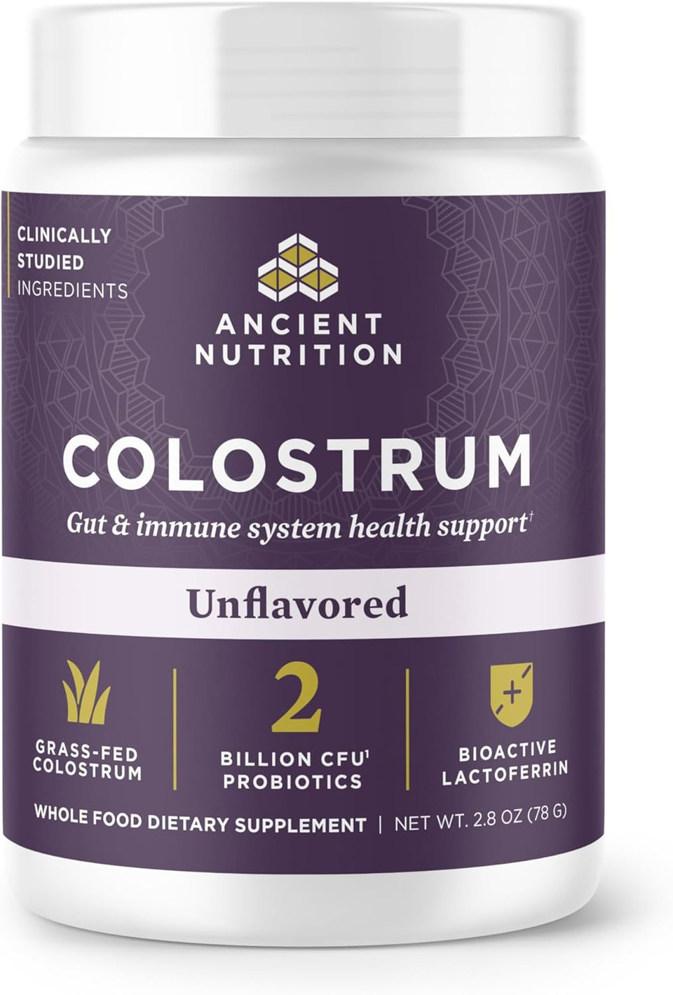 Ancient Nutrition Colostrum Superfood Powder, Grass Fed Bovine Colostrum, Supports Healthy Gut Microbiome And Immune System, Clinically Studied Lactoferrin & Probiotics, Lemon Bar, 60 Servings
