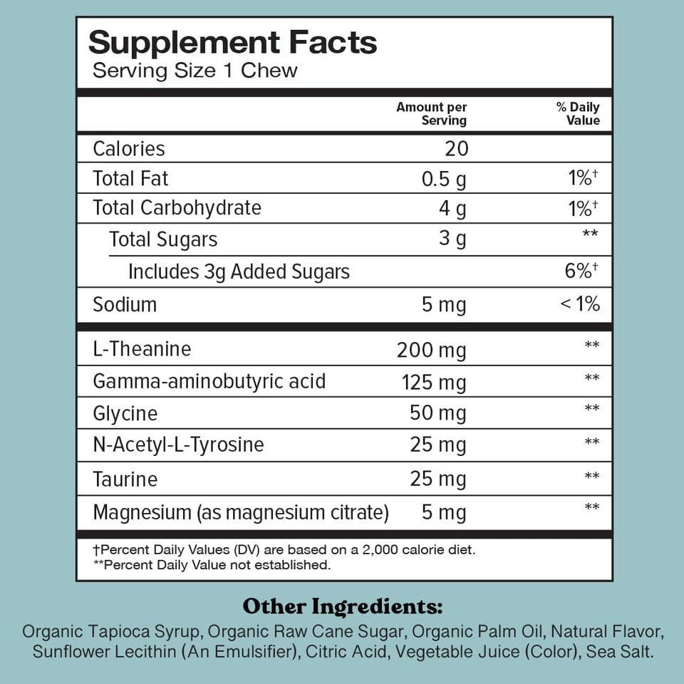 Chewsy So Long Stress, Calm Fruity Chews, Stay Calm & Focused. W/L-Theanine, Amino Acid, Gaba, Glycine, Tyrosine, Taurine & Magnesium. Non-Gmo And Gluten-Free. Tropical Fruity Chews, 6-Day Supply