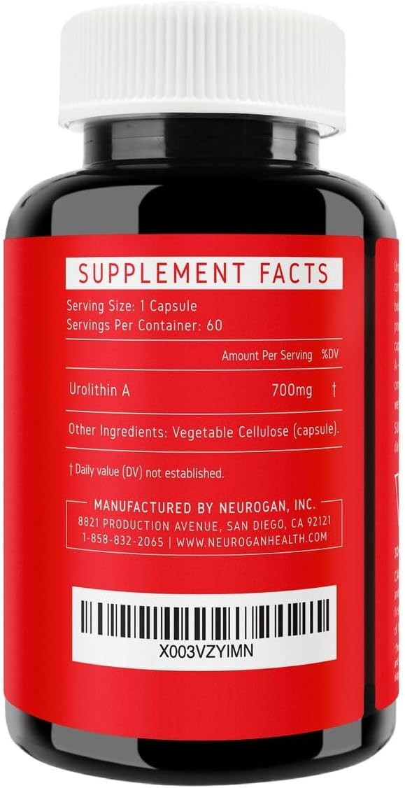Neurogan Urolithin A Supplement Capsules - 700Mg, 60 Ct - High-Potency Cellular Health, Postbiotic Compound- Sourced From Pomegranate Extract, Made In Usa, Take 1 Daily