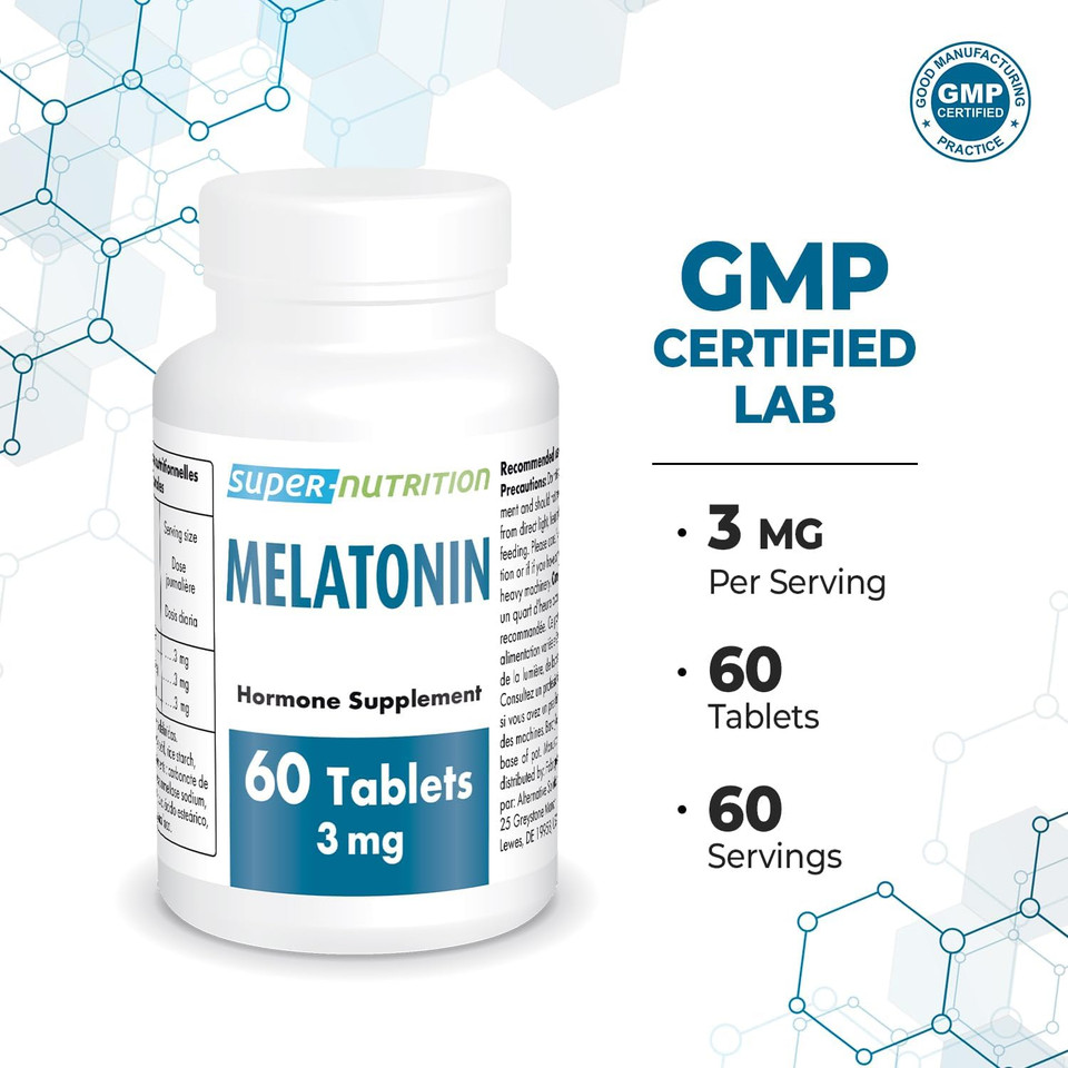 Supersmart - Melatonin 3Mg (Fast Dissolve) - Natural & Restful Sleep - Use For Jet Lag & Night Shifts Work | Non-Gmo & Gluten Free - 60 Tablets