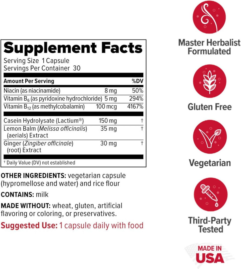 Redd Remedies, Peaceful Mama, Support A Calm And Healthy Digestive System, Lemon Balm And Ginger Root, 30 Vegetarian Capsules