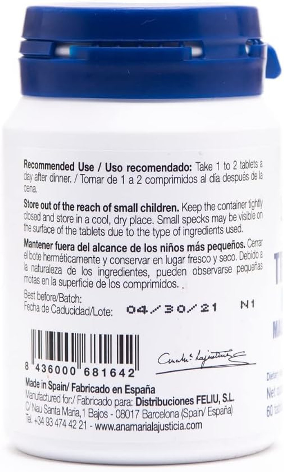 Tryptophan,Melatonin, Magnesium,Vitamin B6-60Tabs. Ana Maria Lajusticia