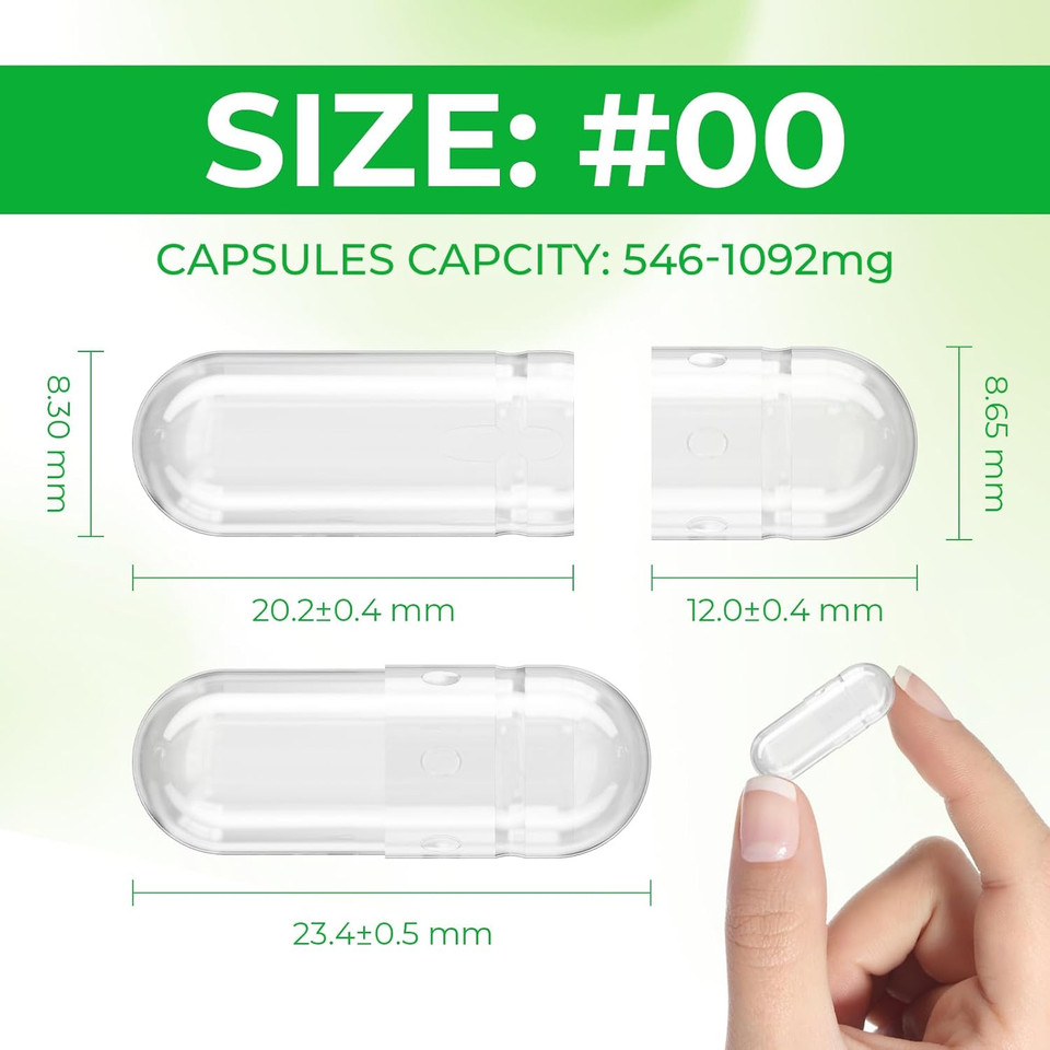 Vegan Capsules Size 00 Empty Plant Based Clear (100 Count) Gluten Free, Non-Gmo, Halal Certified Pill Caps Filling Kit With 2 Spoons For Vegetarian Diy Your Own Supplements