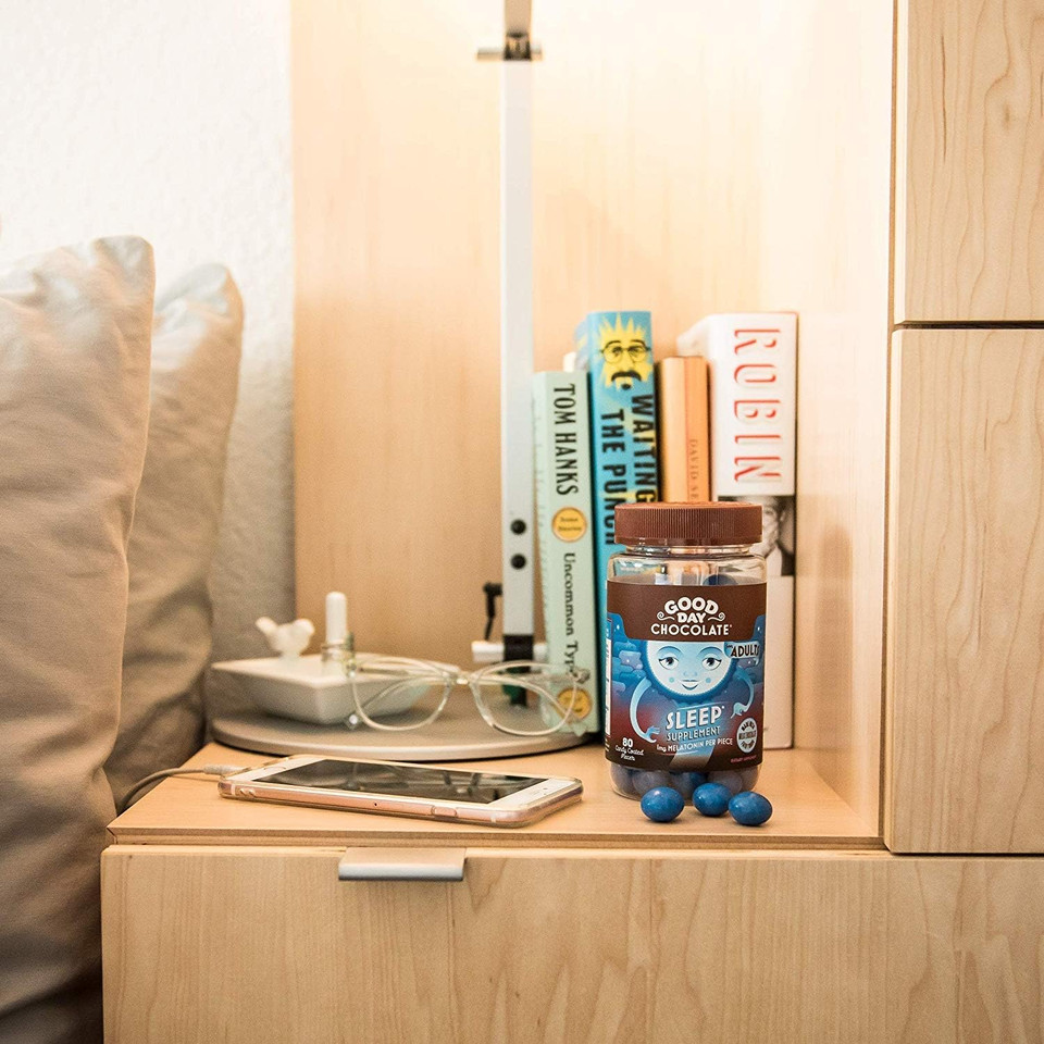 Good Day Chocolate Melatonin For Adults [ 80 Count ] - Fair Trade Non-Gmo Chocolate With Chamomile And Melatonin 1 Mg - Adult Melatonin, Adult Natural Sleep Aid Supplement