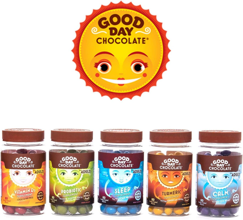 Good Day Chocolate Melatonin For Adults [ 80 Count ] - Fair Trade Non-Gmo Chocolate With Chamomile And Melatonin 1 Mg - Adult Melatonin, Adult Natural Sleep Aid Supplement