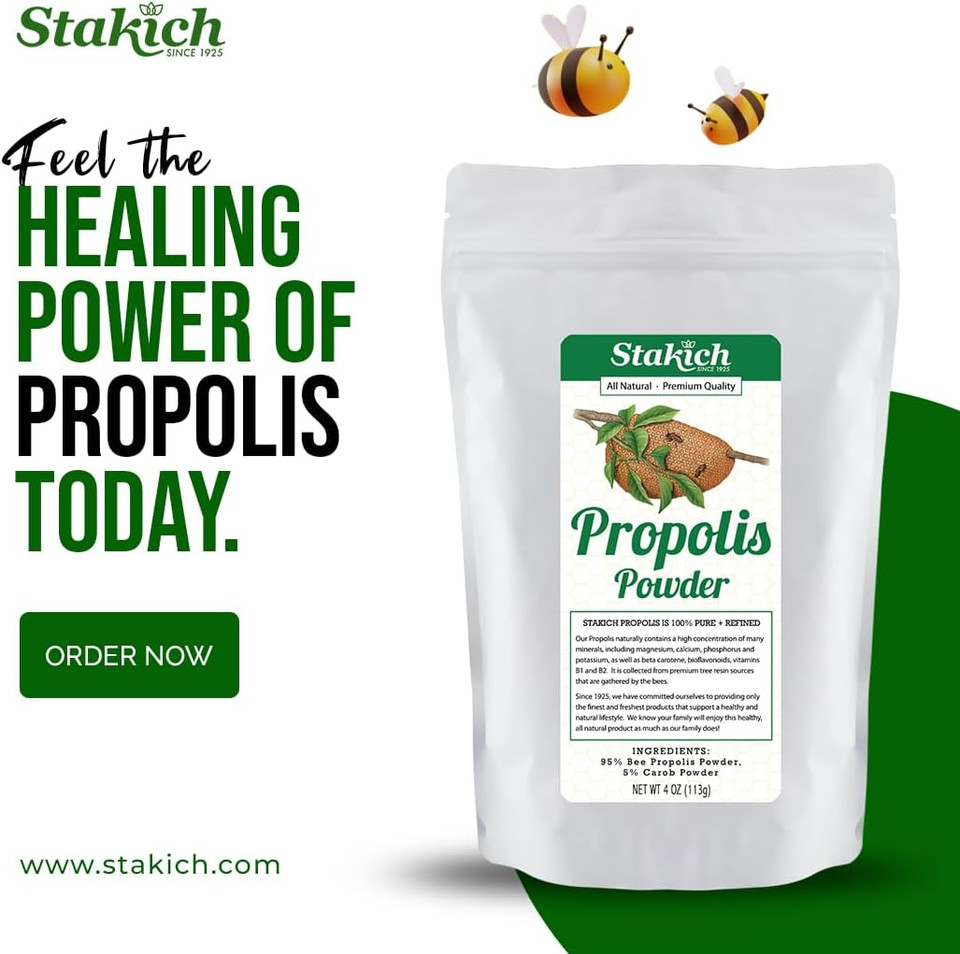 Stakich Bee Propolis Powder - All Natural - 4 Ounce