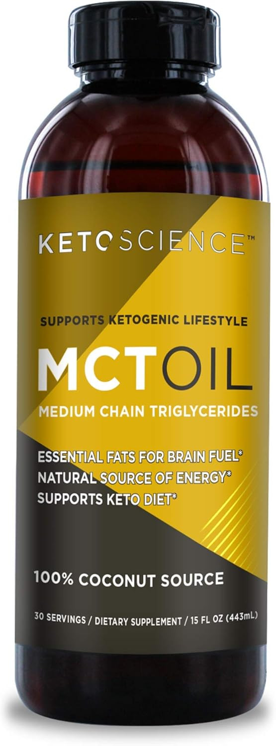 Keto Science Ketogenic Mct Oil, Dietary Supplement, Made From 100% Coconuts, Promotes Energy, Unflavored, 15 Fl Oz