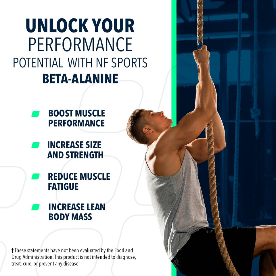 Nf Sports Beta Alanine Muscle Recovery Powder, Reduces Muscle Fatique, Dietary Supplement, Unflavored Protein Powder No Artificial Sweeteners, Promotes Muscle Carnosine Levels (320G, 100 Servings)