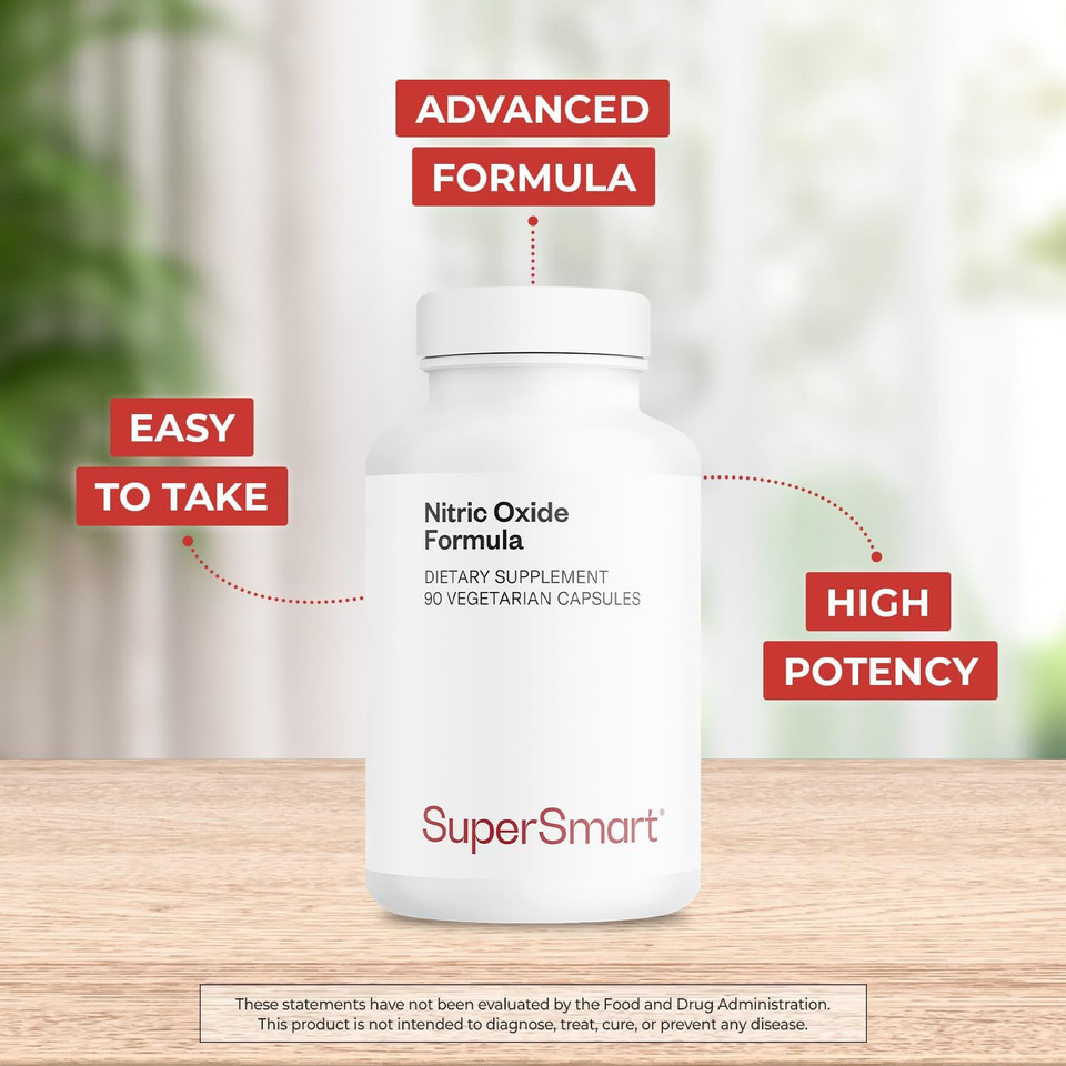Supersmart - Nitric Oxide Formula (Advanced Formula) - With L-Citrulline Malate, L-Arginine Aakg, Vinitrox - Nitric Oxide Supplement For Men & Women | Non-Gmo & Gluten Free - 90 Vegetarian Capsules