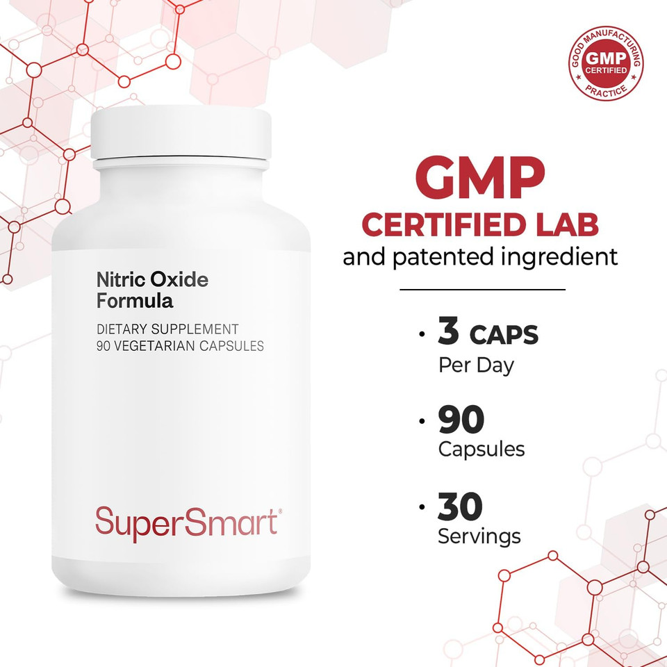 Supersmart - Nitric Oxide Formula (Advanced Formula) - With L-Citrulline Malate, L-Arginine Aakg, Vinitrox - Nitric Oxide Supplement For Men & Women | Non-Gmo & Gluten Free - 90 Vegetarian Capsules
