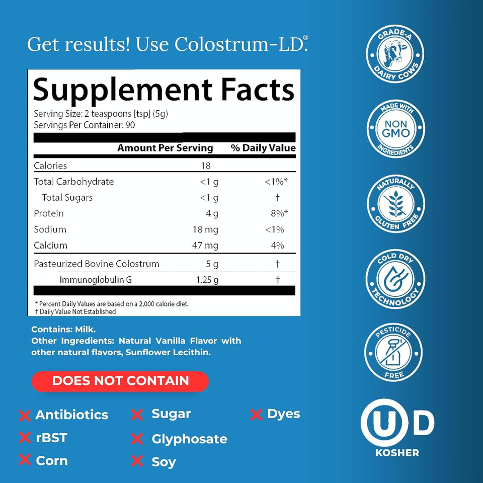 Vsano Colostrum-Ld® Powder, Natural Vanilla Flavor :: 16Oz/453G