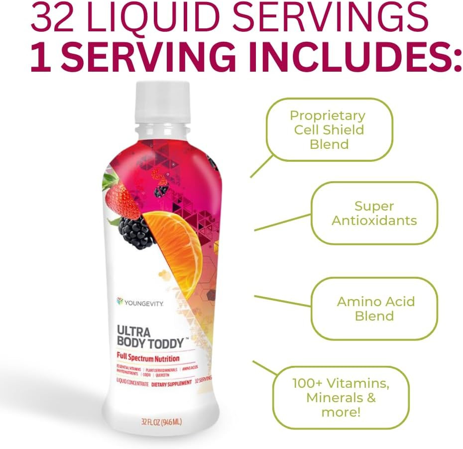 Youngevity Ultra Body Toddy - 100+ Nutrient Mega Multi-Vitamin Mineral Supplement For Men And Women - Enhanced Absorption - Phytonutrients - Amino Acids - (32 Fl Oz)