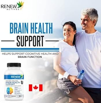 Renew Actives Brain Health Support  Bacopa 300Mg, Ginkgo 100Mg, LionS Mane 200Mg Per 2 Capsules  Supports Cognitive Health, Enhanced Memory, Promotes Focus & Mood  Made In Canada - 90 Capsules