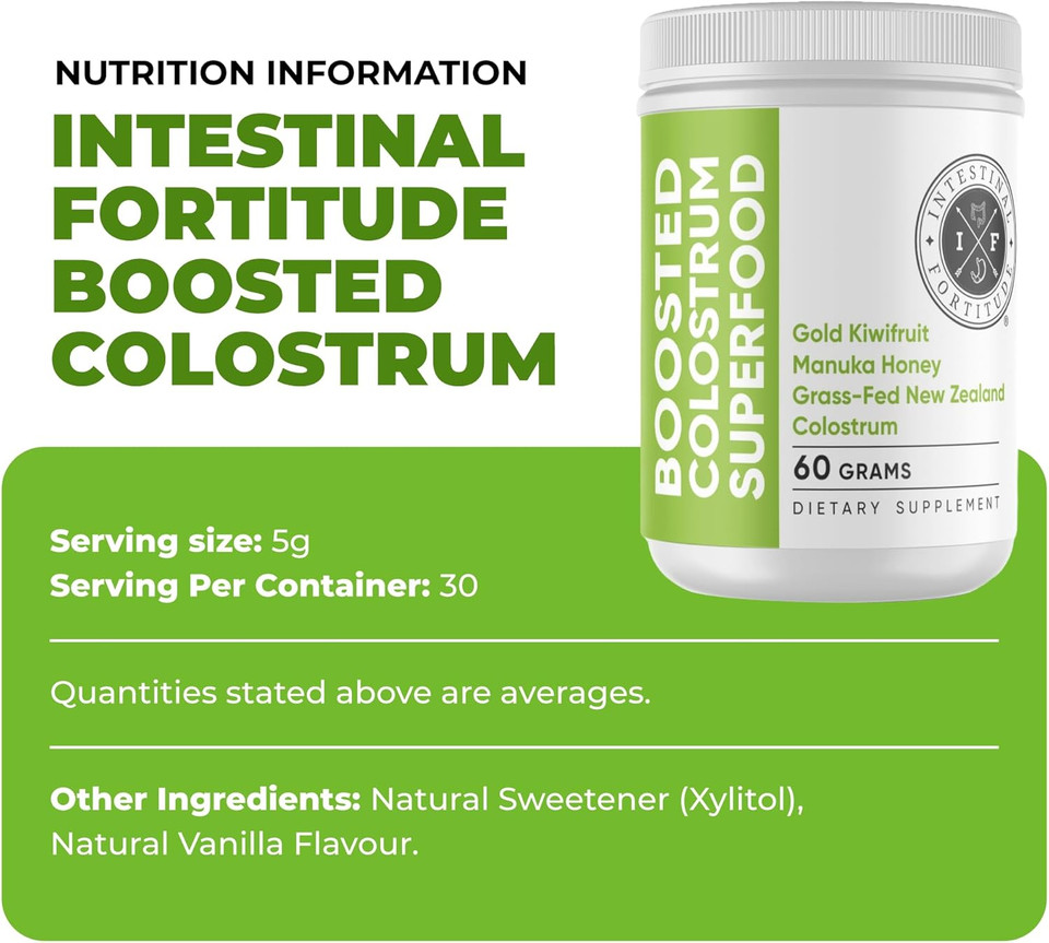 Intestinal Fortitude 100% Grass Fed New Zealand Cows Colostrum Capsules, Grassfed, Hormone Free, Gmo Free, Optimal Gut Health And Immune System Support, Leaky Gut, Ibd, 500 Mg Capsules, 60 Ct