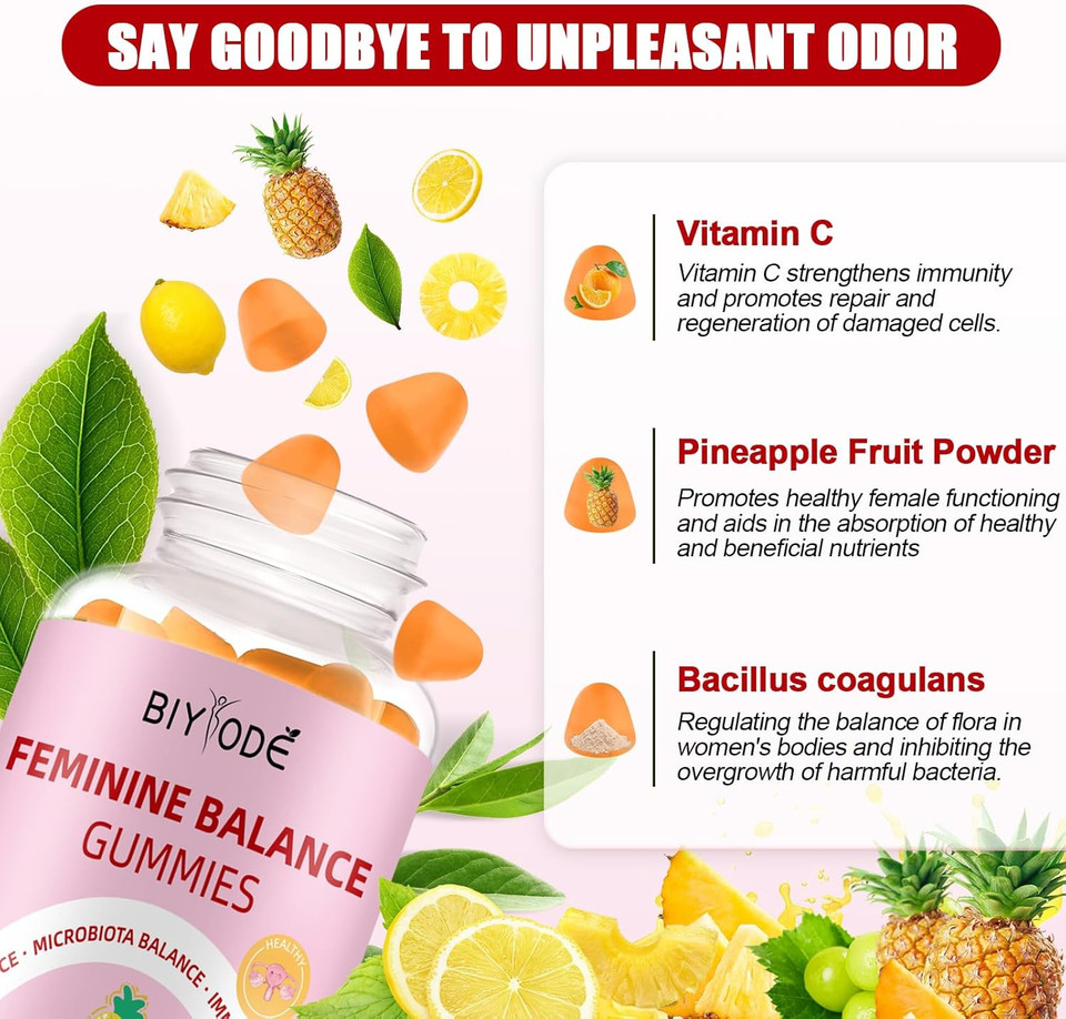 Premium Feminine Balance Gummies For Women: Ph Balance & Vaginal Health Support With Probiotic Pineapple Gummies Sugar Free Vegan Non-Gmo 60 Counts