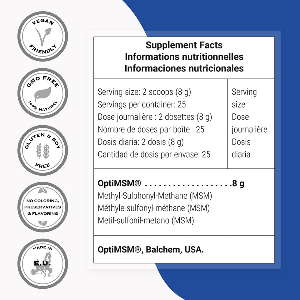 Supersmart Optimsm (Patented & High Purity Formula) - Methyl-Sulfonyl-Methane Msm Powder Supplement | Vegan & Gluten Free - 200 G
