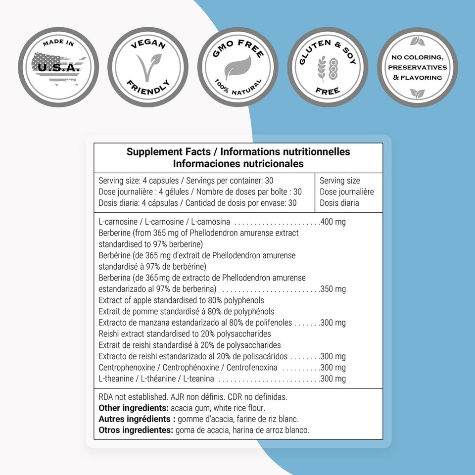 Supersmart - Longevity Nutrients - With Berberine & L-Theanine - Powerful Anti Aging Supplement - Promote Longevity | Non-Gmo & Gluten Free - 120 Vegetarian Capsules