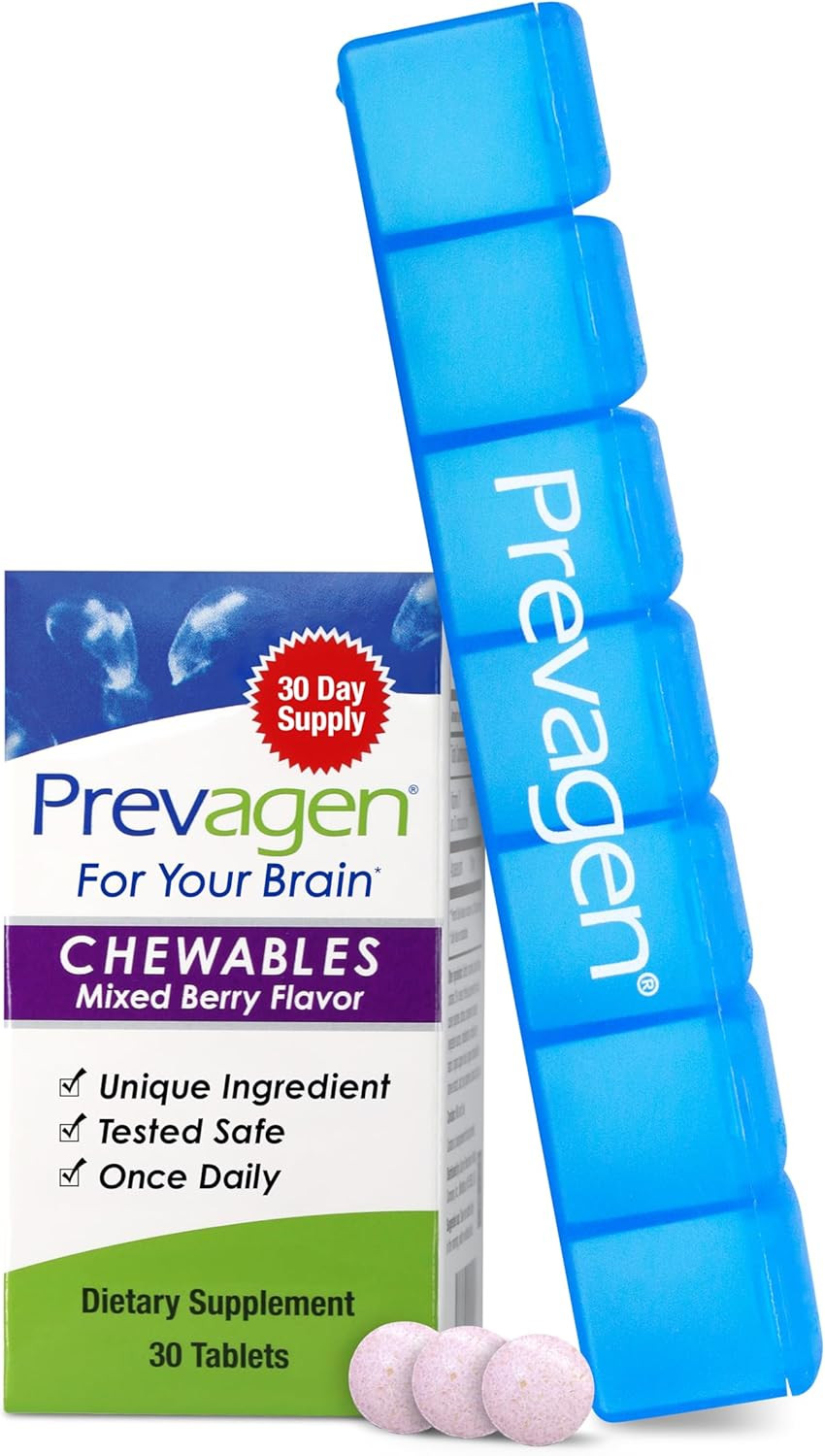 Prevagen Regular Strength Mixed Berry Chewables - 30 Count With 7-Day Pill Minder| Formulated For Your Brain | 10Mg Of Apoaequorin Plus Vitamin D3