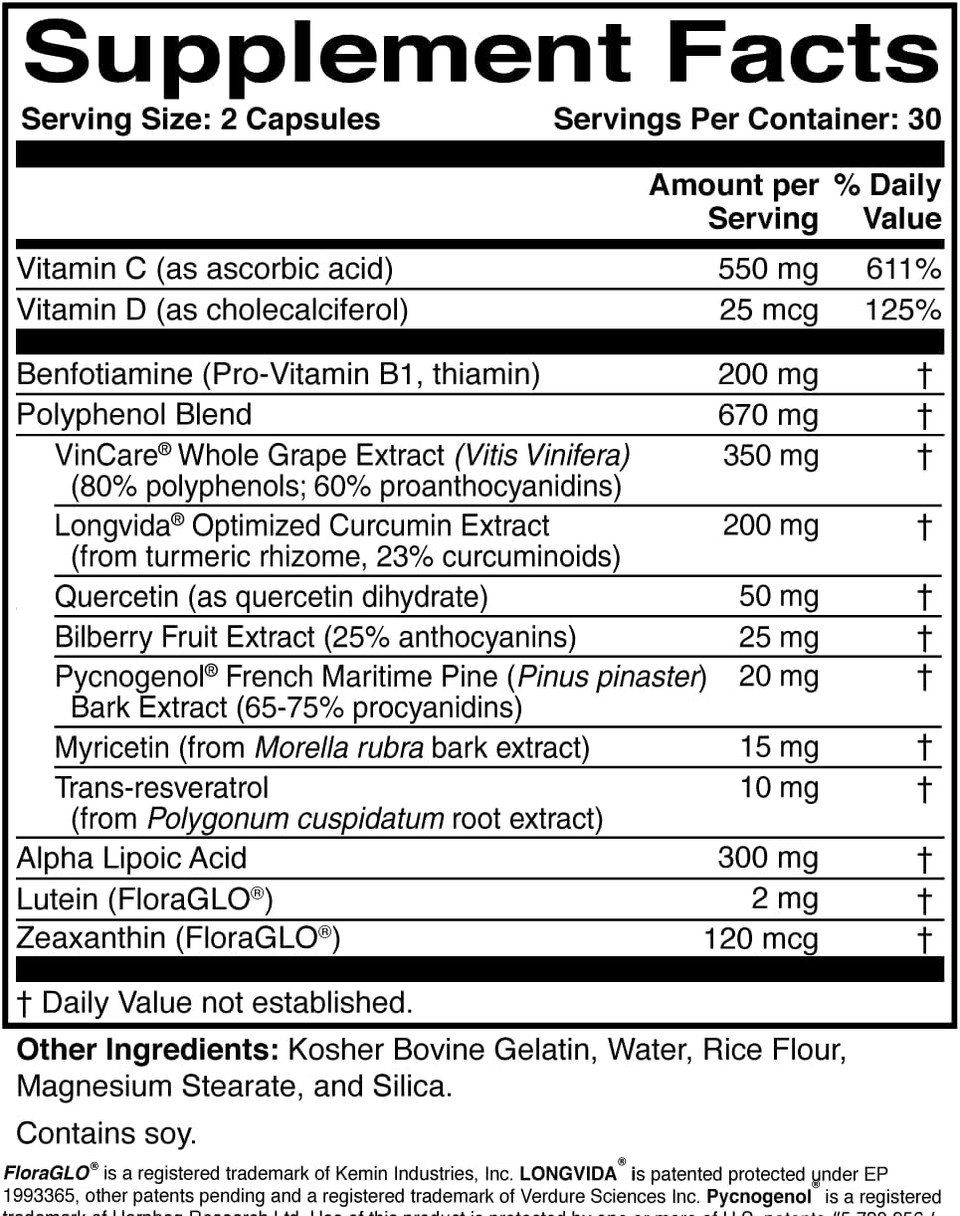  Retinal & Nerve Health Supplement  With Benfotiamine, Curcumin, Resveratrol & Grape Extract  Supports Circulation, Oxidative Stress & Kidney Function  60 Capsules