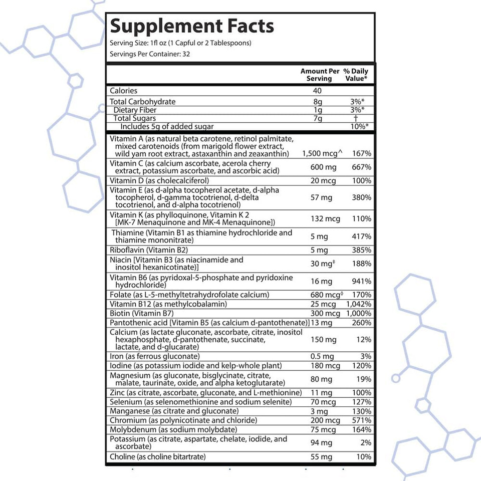 Intramax 2.0 Organic Liquid Multivitamin, Non Gmo, Dairy Free, Gluten Free, Magnesium, Vitamin D, C And E, Zinc (32 Oz., Peach Mango)