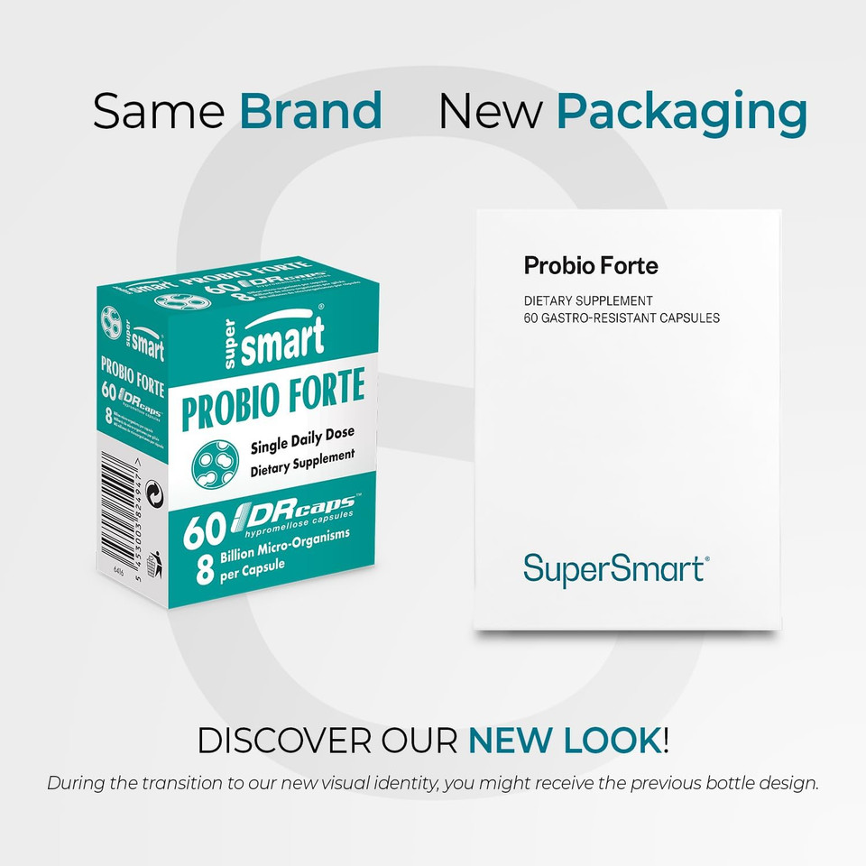 Supersmart - Probio Forte 8 Billion Cfu Per Capsule (Advanced Formula) - Daily Probiotics Supplement For Women & Men | Non-Gmo & Gluten-Free - 60 Dr Caps