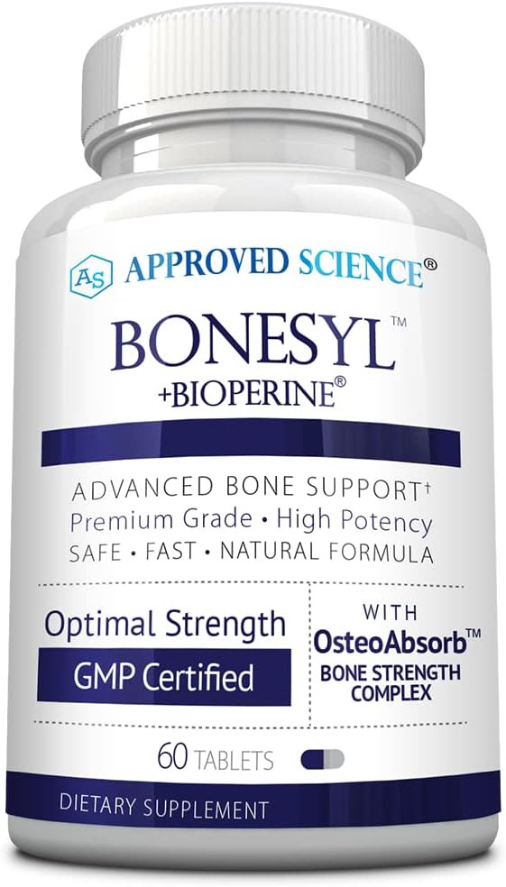 Approved Science Bonesyl - Strengthen Bones, Limit Bone Density Loss - Maintain Overall Bone Health - K2, Bioperine, And Magnesium - 180 Tablets - Vegan - Made In Usa