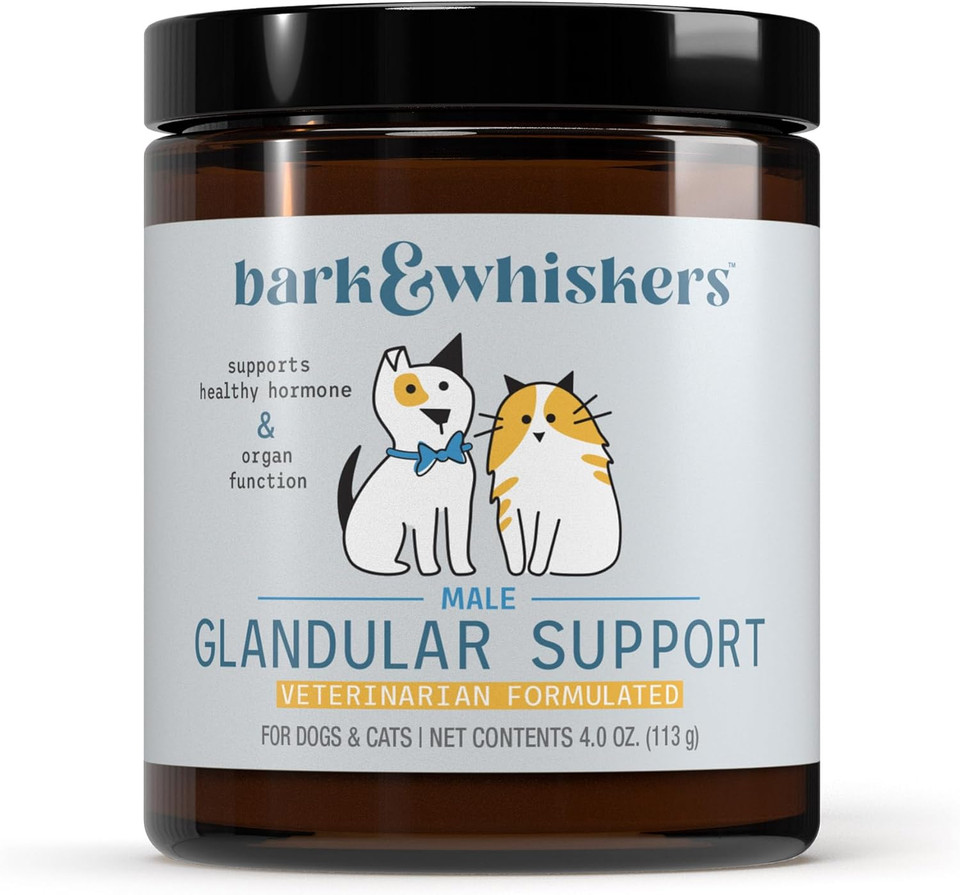 Dr. Mercola Bark & Whiskers Glandular Support - Supports Endocrine & Organ Health - Freeze-Dried Formula - Hormone-Free Ingredients - Male - 75 Scoops (4 Oz)