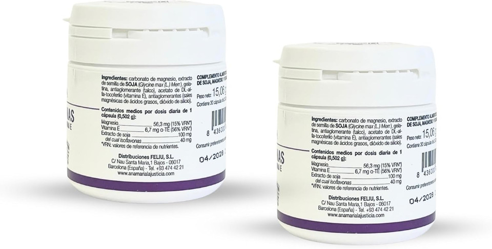 Ana Maria Lajusticia Isoflavones With Magnesium And Vitamine E For 60 Days - Set Of 2 Units Gluten Free