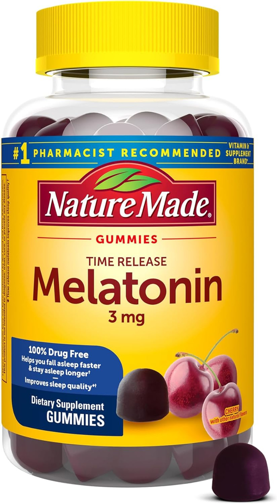 Nature Made Time Release Melatonin 3Mg Gummies, 100% Drug Free Sleep Aid For Adults, 60 Melatonin Gummies, 60 Day Supply Nature Made Time Release Melatonin 3Mg Gummies, 100% Drug Free Sleep Aid For Adults, 60 Melatonin Gummies, 60 Day Supply