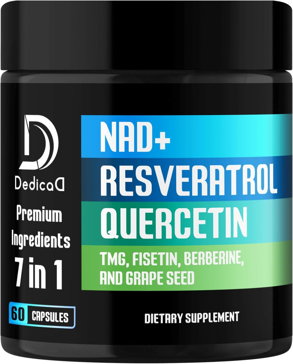 Nad+ Supplement 1000Mg - Pure Nad Supplement - Combined To Resveratrol, Quercetin, Berberine, Fisetin, Tmg And Grape Seed - Energy And Dna Repair, Aging Defense, Brain Function - 60 Capsules