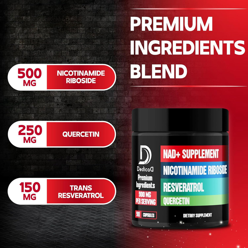 Nad+ Supplement With Liposomal Nicotinamide Riboside 900Mg Nr, Resveratrol, Quercetin - 90 Capsules - Cellular Production & Restoration, Aging Well, Vitality