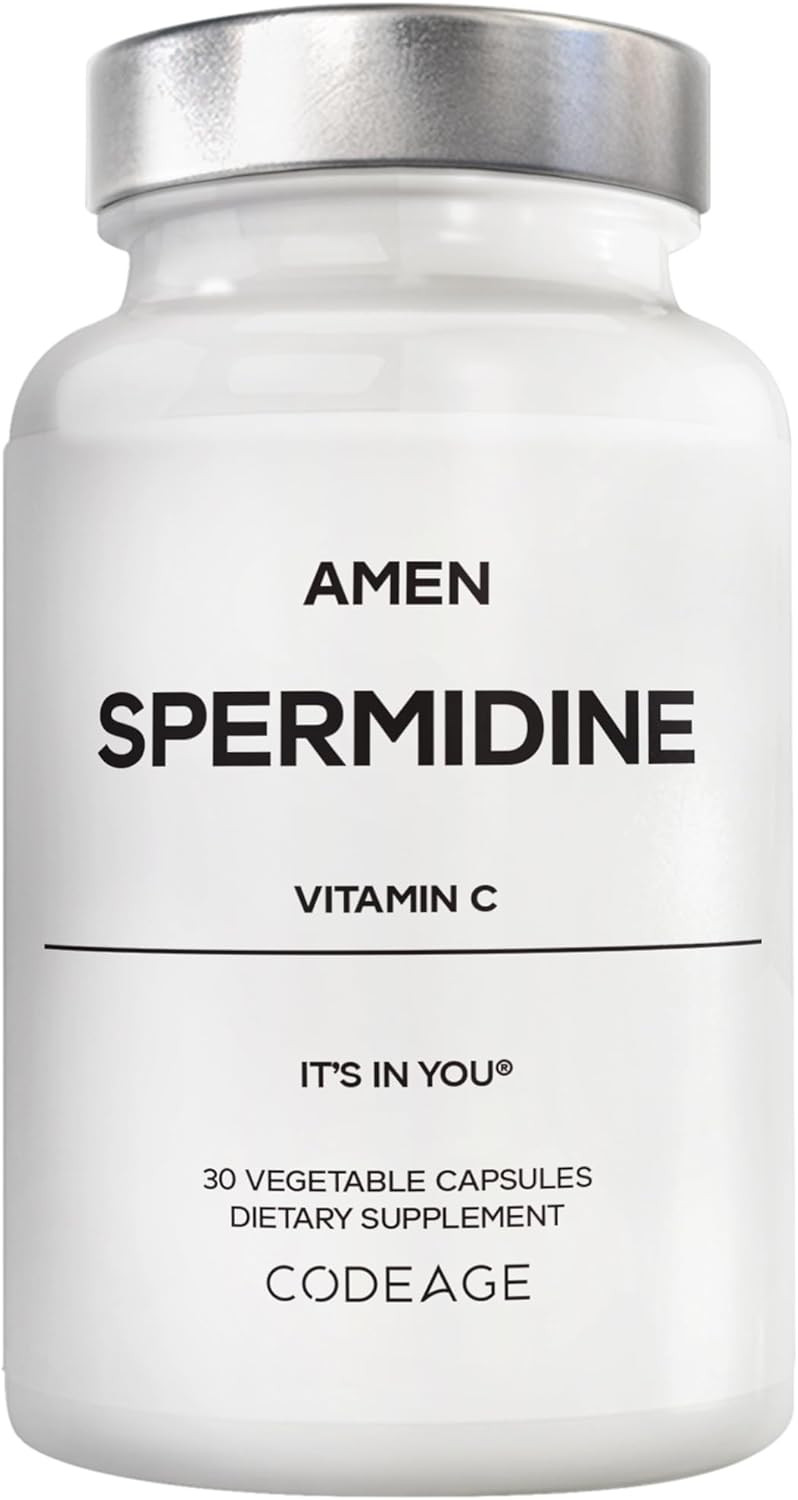 Amen Spermidine Supplement - Spermidine Trihydrochloride Pills With Vitamin C Ascorbic Acid - Only 1 Capsule Per Serving - Vegan, Non-Gmo, Gluten-Free - 30 Capsules