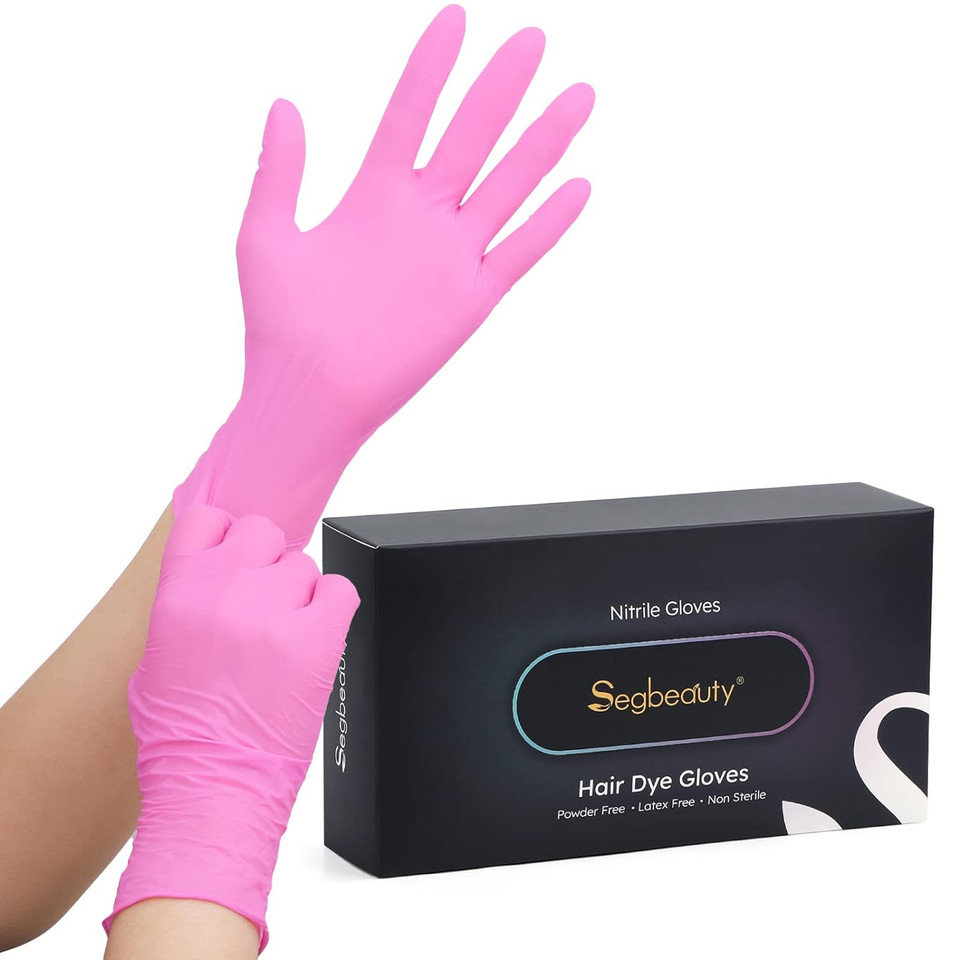 Segbeauty Disposable Gloves Pink, 100 Counts Latex Rubber Free Powder Free Gloves Small, Professional Hair Dyeing Gloves Grooming Cleaning Gloves Work Gloves For Mechanic Tattoo Supplies Nail Polishpink-S