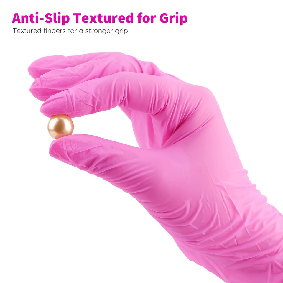 Segbeauty Disposable Gloves Pink, 100 Counts Latex Rubber Free Powder Free Gloves Small, Professional Hair Dyeing Gloves Grooming Cleaning Gloves Work Gloves For Mechanic Tattoo Supplies Nail Polishpink-S