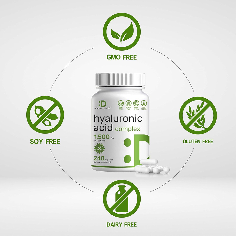 Deal Supplement Hyaluronic Acid Supplements 1,500Mg  240 Capsules, With Msm & Vitamin C  Pure 95% | Non-Gmo + Plant Based Ha  Supports Healthy Joints, Bones, Connective Tissue, & Skin Hydration Deal Supplement Hyaluronic Acid Supplements 1,500Mg  240 Capsules, With Msm & Vitamin C  Pure 95% | Non-Gmo + Plant Based Ha  Supports Healthy Joints, Bones, Connective Tissue, & Skin Hydration
