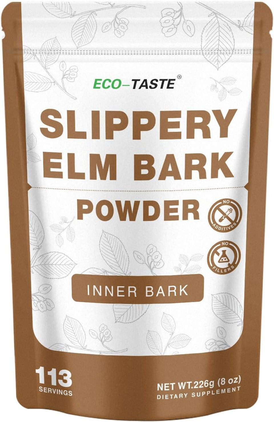 Eco-Taste Slippery Elm Powder For Gut-Health, Pure Inner Slippery Bark Powder 2000Mg Per Serving, Vegetarian - 226 Grams Eco-Taste Slippery Elm Powder For Gut-Health, Pure Inner Slippery Bark Powder 2000Mg Per Serving, Vegetarian - 226 Grams