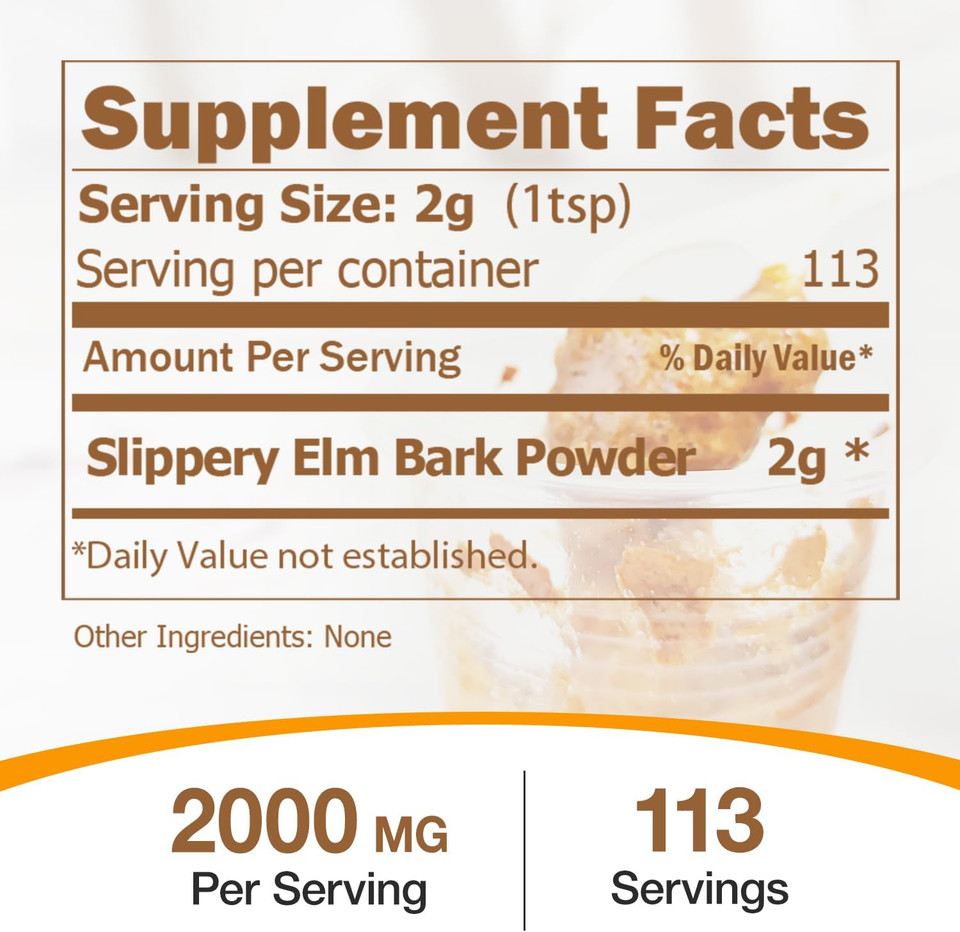 Eco-Taste Slippery Elm Powder For Gut-Health, Pure Inner Slippery Bark Powder 2000Mg Per Serving, Vegetarian - 226 Grams Eco-Taste Slippery Elm Powder For Gut-Health, Pure Inner Slippery Bark Powder 2000Mg Per Serving, Vegetarian - 226 Grams
