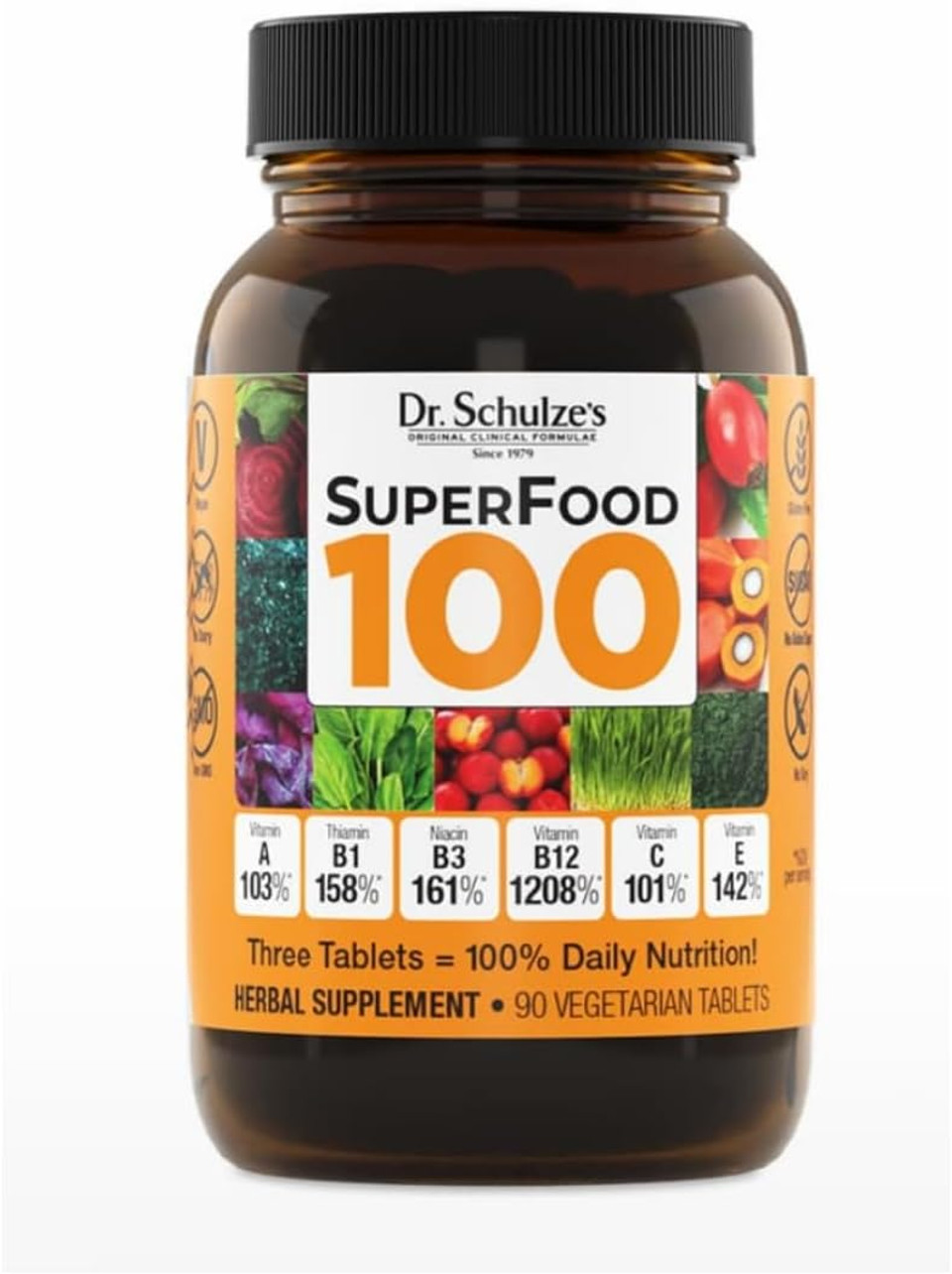 Dr. Schulze'S Superfood 100 | Vitamin & Mineral Herbal Concentrate | Dietary Supplement | Daily Nutrition & Increased Energy | Gluten-Free & Non-Gmo | Vegan & Organic | 90 Tabs Dr. Schulze'S Superfood 100 | Vitamin & Mineral Herbal Concentrate | Dietary Supplement | Daily Nutrition & Increased Energy | Gluten-Free & Non-Gmo | Vegan & Organic | 90 Tabs