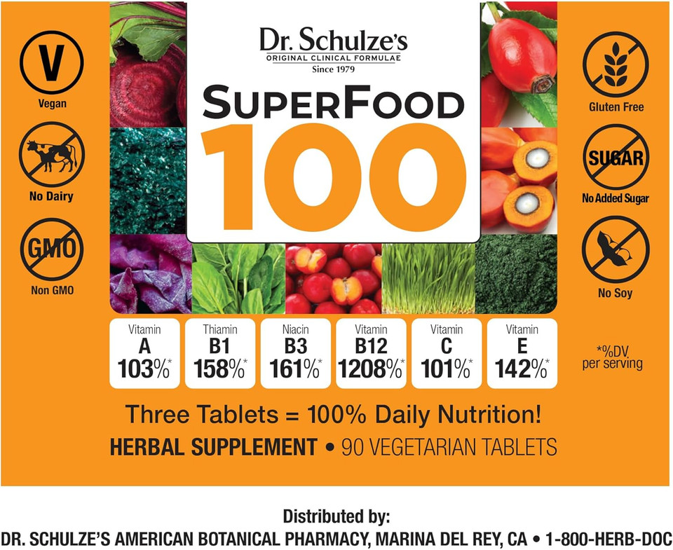 Dr. Schulze'S Superfood 100 | Vitamin & Mineral Herbal Concentrate | Dietary Supplement | Daily Nutrition & Increased Energy | Non-Gmo, Vegan & Organic | Citrus Pineapple Flavor Powder, 30 Servings Dr. Schulze'S Superfood 100 | Vitamin & Mineral Herbal Concentrate | Dietary Supplement | Daily Nutrition & Increased Energy | Non-Gmo, Vegan & Organic | Citrus Pineapple Flavor Powder, 30 Servings