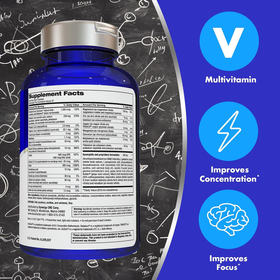 Focus Factor Brain Supplement Multivitamin Improve Memory And Clarity Boost Concentration Neuro Energy Learning Reasoning For Men And Women 180 Tablets