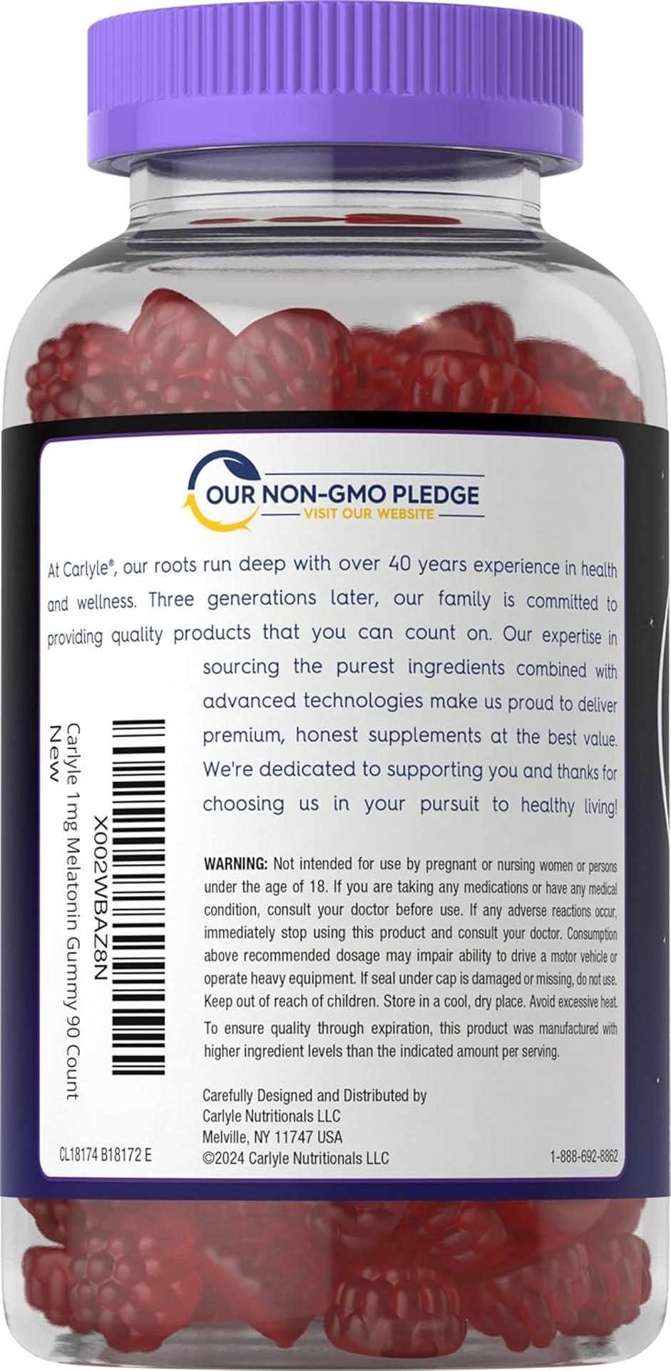 Carlyle Melatonin 1Mg Gummies | 90 Count | Fruit Flavor Gummy Supplement | Vegan, Non-Gmo, Gluten Free Carlyle Melatonin 1Mg Gummies | 90 Count | Fruit Flavor Gummy Supplement | Vegan, Non-Gmo, Gluten Free
