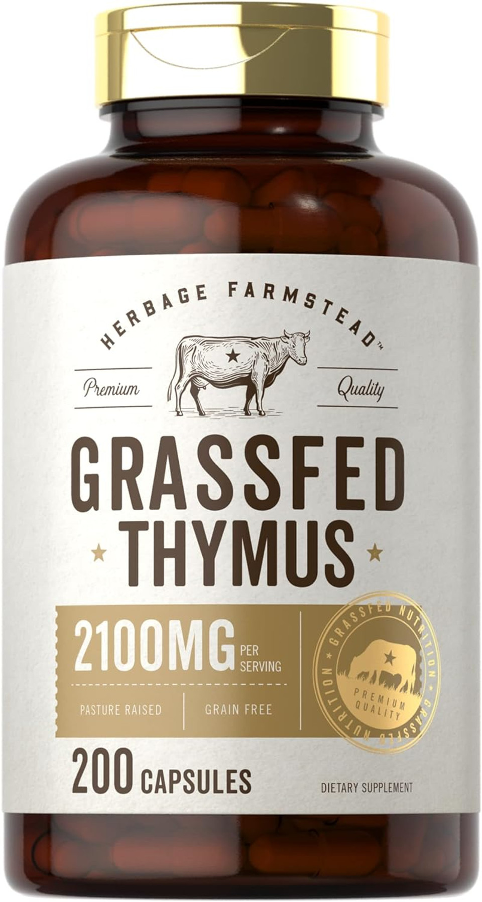 Carlyle Grass Fed Beef Thymus Bovine Supplement | 2100Mg | 200 Capsules | Pasture Raised, Non-Gmo, Gluten Free | By Herbage Farmstead Carlyle Grass Fed Beef Thymus Bovine Supplement | 2100Mg | 200 Capsules | Pasture Raised, Non-Gmo, Gluten Free | By Herbage Farmstead