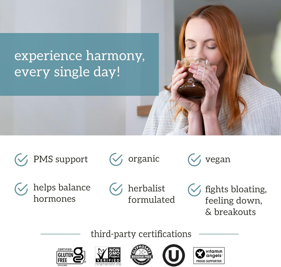 Organifi Harmony - Hormone Support - Eases Pms Symptoms - Energizes You - Regulates Menstrual Cycle - Best Served Hot - Gluten Free And Vegan Cacao Powder, 30 Servings Organifi Harmony - Hormone Support - Eases Pms Symptoms - Energizes You - Regulates Menstrual Cycle - Best Served Hot - Gluten Free And Vegan Cacao Powder, 30 Servings